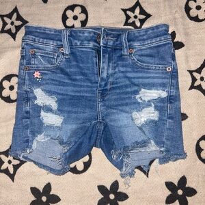 American Eagle Outfitters Blue Distressed Jean Shorts